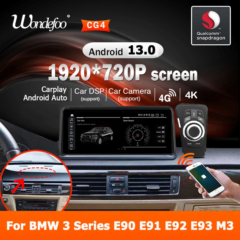 Snapdrago 8 CORE Wireless Carplay Android 13 Auto Car Radio Screen For BMW 3 Series E90 E91 E92 E93 M3 Stereo GPS Multimedia BT