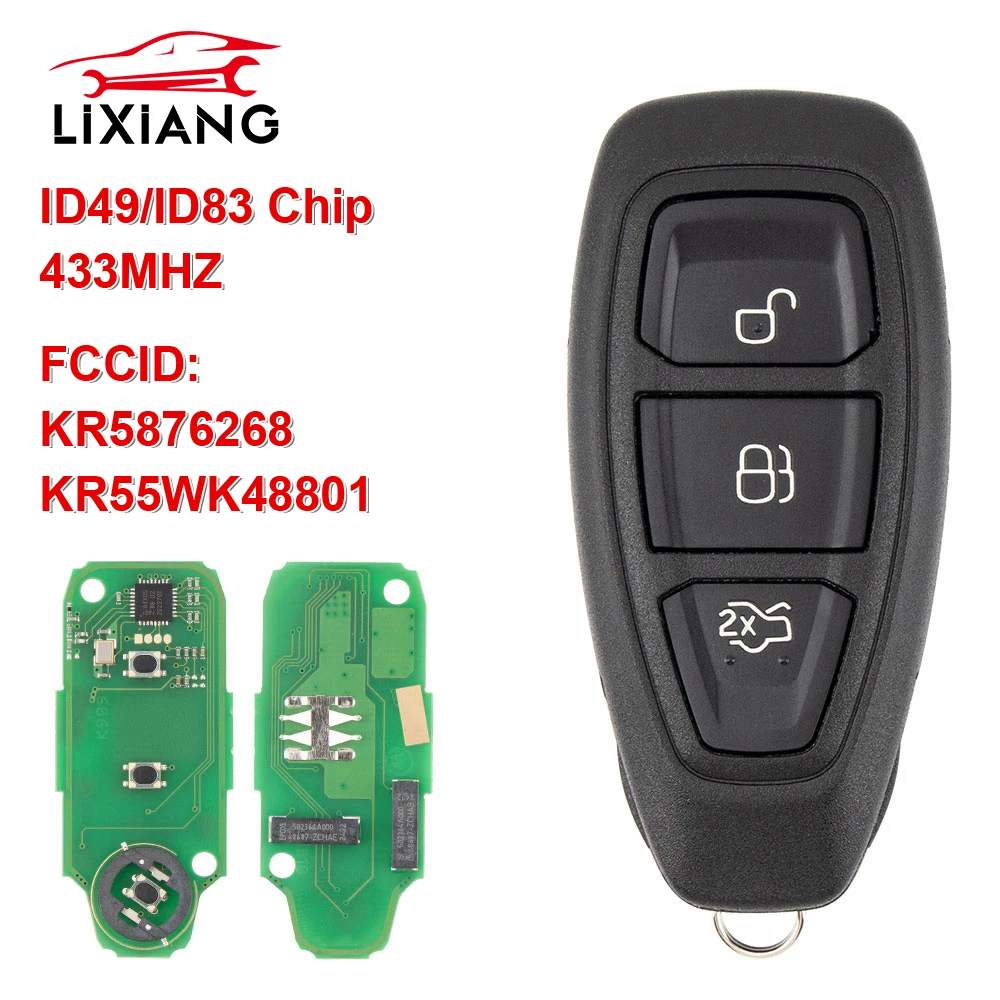 Car Remote Key Car Key LIXIANG Remote Smart Car Key 434MHz ID49 / ID83 Chip for Ford Focus C-Max Mondeo Kuga Fiesta