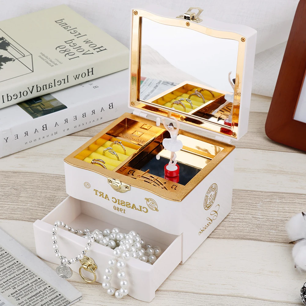 Rotating Dancer Engraved Musical Box Birthday Presents Jewelry Case Vintage Music Box Retro Lightweight for Girlfriend Valentine 4