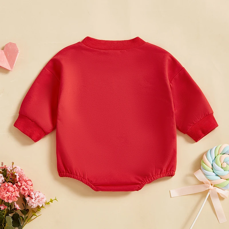 Baby Boy Valentine's Day Romper Casual Letter Print Long Sleeve Jumpsuit Infant Toddler Cute Outfit infant romper
