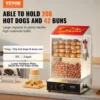 Hot Dog Steamer, 39QT, 2-Tier Hot Dog Hut Steamer, 86℉~185℉ Temperature Control, Electric Bun Warmer with Tempered Glass Slide D 2