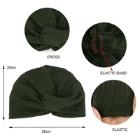 2PCS/LOT Women Pleated Twist Knot Turban Elastic Chemo Cap Hijab Bonnet Headwear Beanie Cap Hat For Cancer Hair Loss Accessories 2