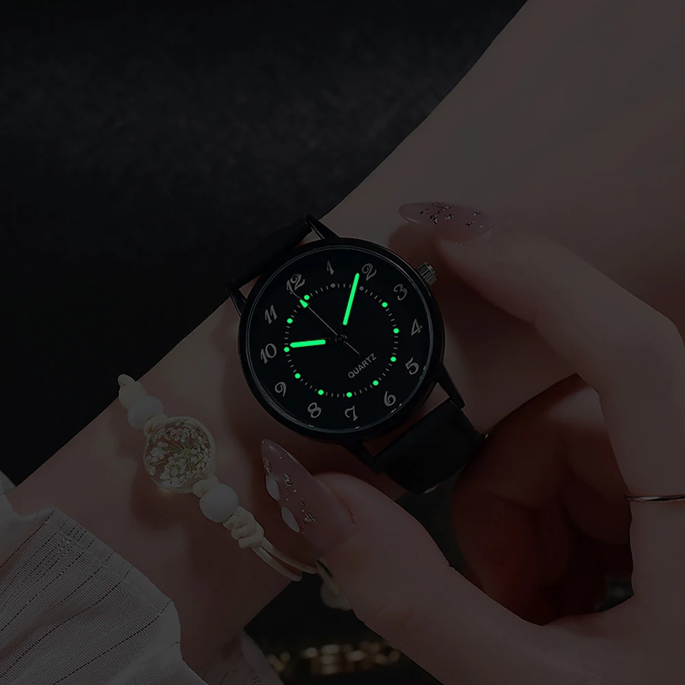 2025 Simple Vintage Classic Digital Quartz Women Watch Casual  Leather Band Strap Round Analog WristWatches Luminous Hands Clock 3