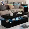 Double-Layer Design for Living Room Green Coffee Table Modern Stylish Coffee Table With 16 Colors LED Lights Black Furniture 2