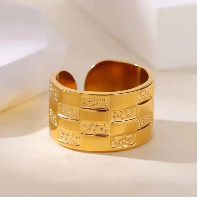Stainless Steel Irregular Geometric Wide Ring for Women