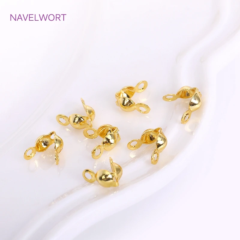 36mm18KGoldPlatedBrassDoubleCupBeadTipwithTwoRingsCalotte