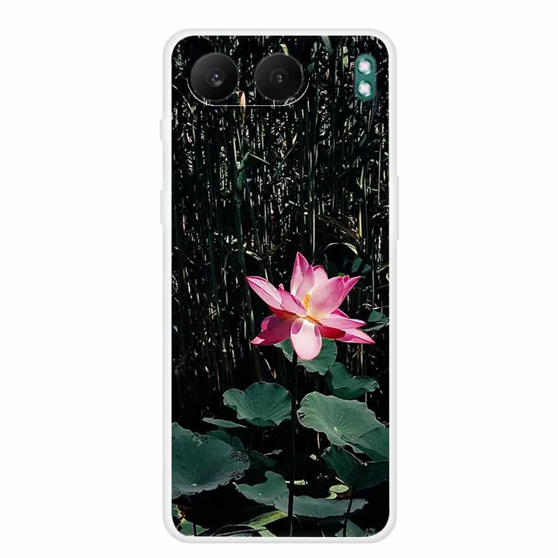 Clear Silicone Case with Landscape Flower Design - Soft TPU Back Cover