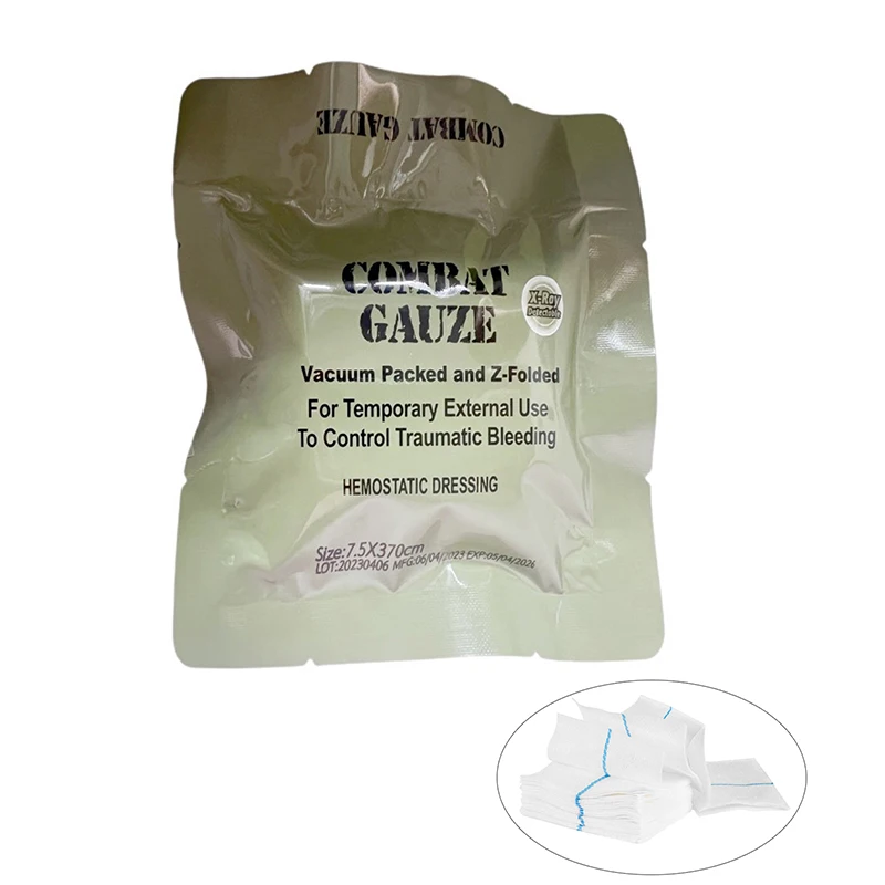 

Kaolin Gauze Combat Hemostatic Emergency Trauma Soluble For Tactical Military First Aid Kit Medical Wound Dressing