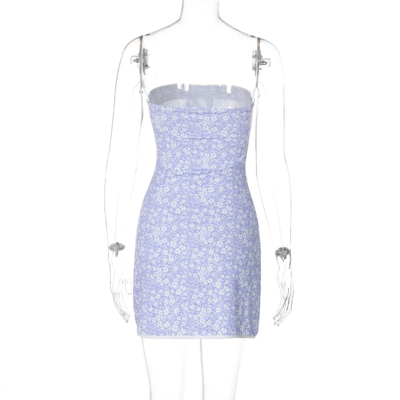 Vestido tubo floral para mujer, ropa Fairycore, sin tirantes, hombros descubiertos, sin mangas, ajustado, para salir y fiestas.
