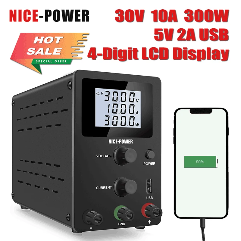 Nice-Power Variabile 30V 10A Alimentatore Da Banco Dc Per Riparazione Del Telefono Regolatore Di Tensione Di Regolazione Del Laboratorio Spedizione Fa