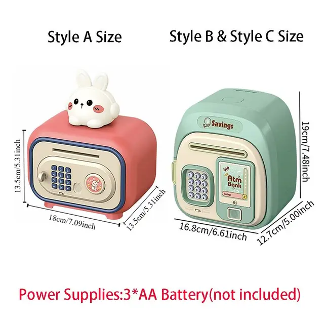 Password Lock Automatic Roll-Up Savings Bank Voice Reminder Fingerprint -Protected Children Money Boxes Storage Box Cartoon 6