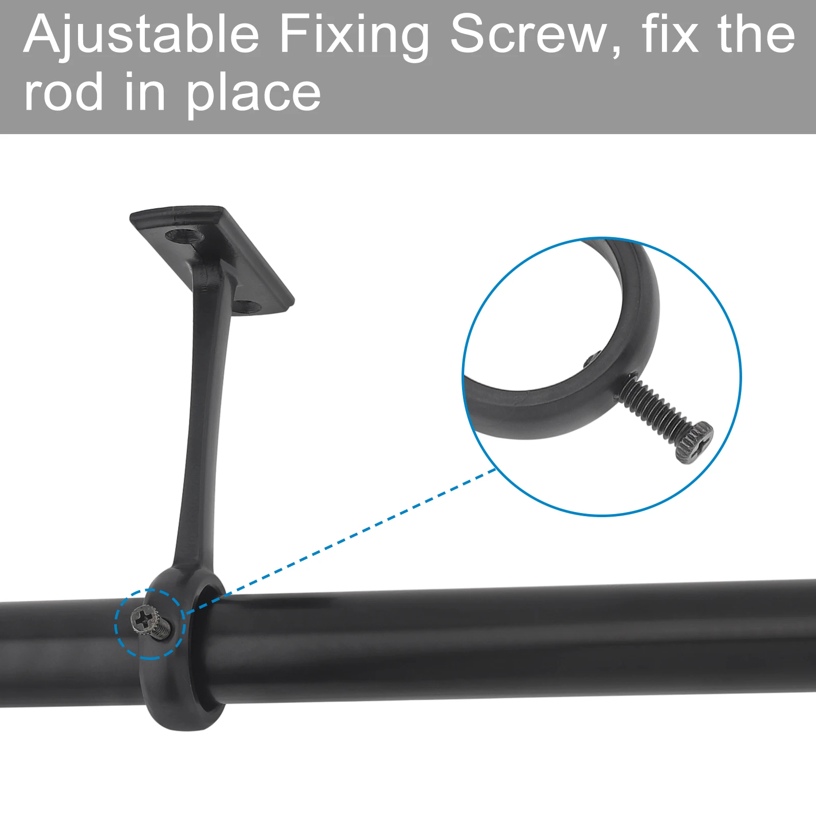 Heavy Duty Curtain Rod Bracket Holder Aluminum Alloy Wall Curtain Rod Hanger Rack Adjustable Screw Socket Pole End Support 1pcs