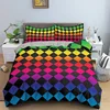 Abstract Geometric Duvet Cover Microfiber Queen Bedding Set For Boys Girls Room Rainbow Plaid Print Quilt Cover With Pillowcase 6