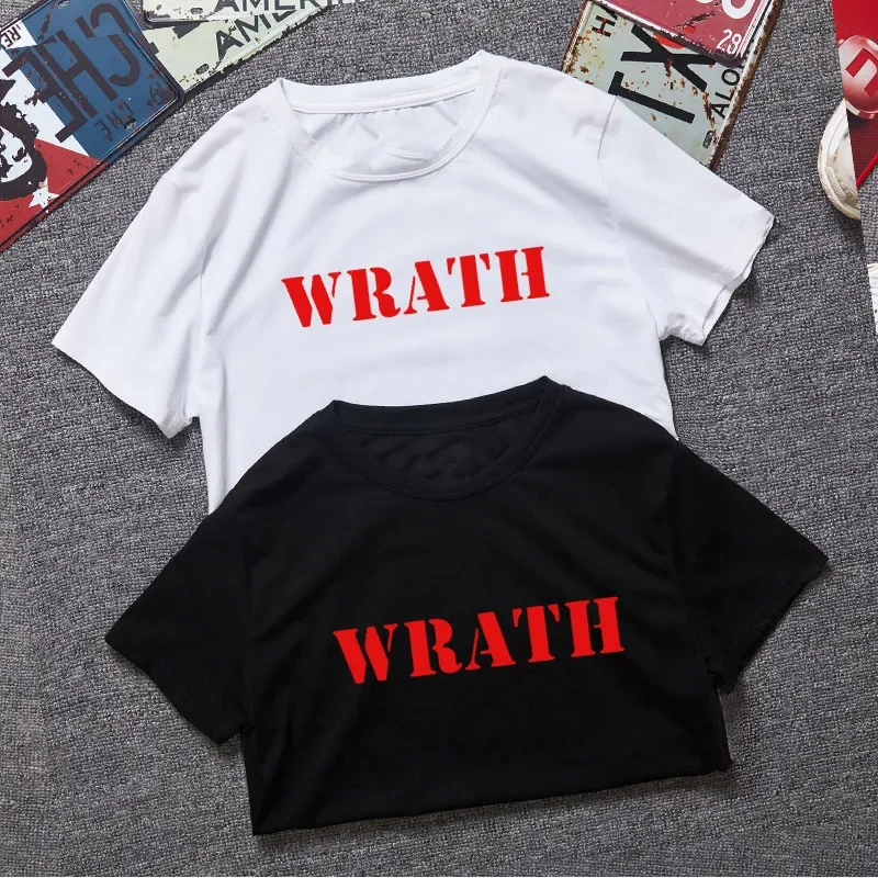 

2024 Summer Men's Wrath Letters Print Designer Tees Man Casual Pure Coton Tops Short Sleeve T-shirts for Male Streetwear