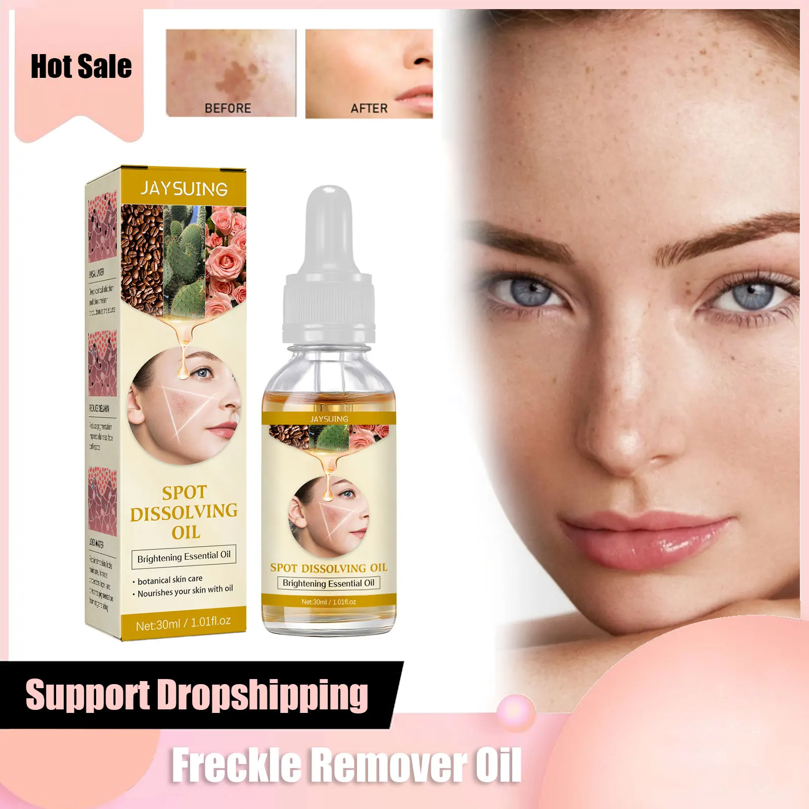 

Freckle Whitening Serum Melasma Removal Fade Pigmentation Melanin Correcting Remove Blemishes Brightening Dark Spot Remover Oil