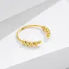 New 925 Sterling Silver Stress Relief Fidget Spinner Rings Rotate Beads Anxiety Adjustable Rings for Women Men Fine Jewelry 4