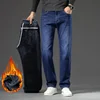Winter Men Warm Flannel Stretch Straight Jeans Casual Fleece Baggy Pants Classic Plus Size Denim Trousers Male Brand Clothing 6