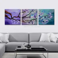Mintur 3Pcs 100% Handpainted Modern Abstract Wall Art,Picture Tree Flower Oil Painting On Canvas,For Living Room,Home Decoration 5