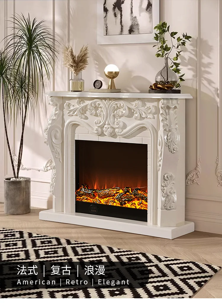 CE french style decorative wood electric fireplace mantel chimenea electrica