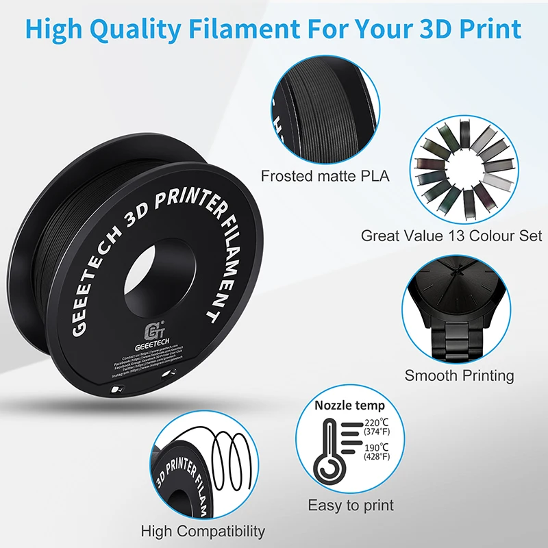 Geeetech 3d Impressora Filamento Fosco Pla Plástico 1kg 1.75 mm Emaranhado-livre 3d Impressão Consumíveis Embalagem a Vácuo Transporte Rápido - Imagem 3