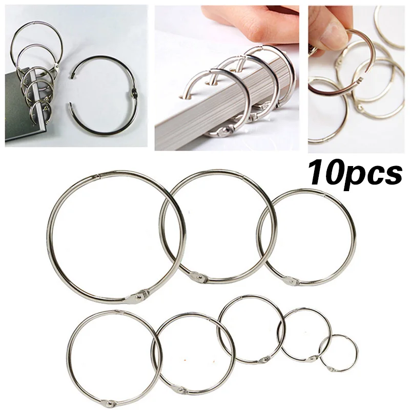 Metal Ring Binder 10Pcs Metal Ring Binder 15-60mm DIY Albums Loose-leaf Book Hoops Opening Office Binding Supplies Photo Album
