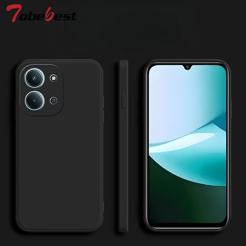 Stylish Square Frame Silicone Phone Case - Matte Soft Back Cover