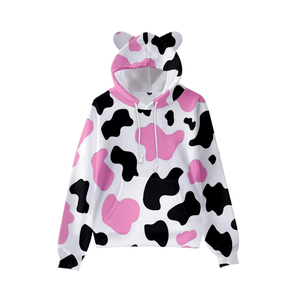 

Latest 3 to 16 years kids hoodies Hip Hop Cow print hoodie sweatshirt cartoon boy girl jacket coat teen Loose Casual clothes