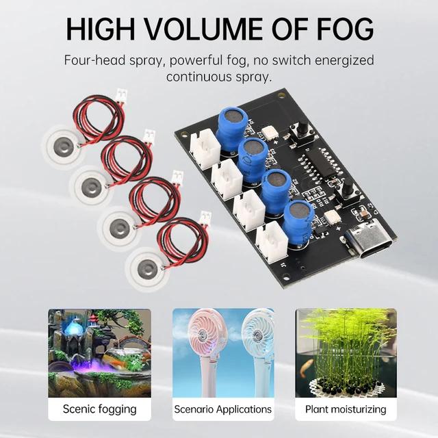 DC5V 4-Way Ultrasonic Nebulizer Module with Colorful Ambient Lights Humidifier DIY Kit Nebulizer Control Board Sprayer 2