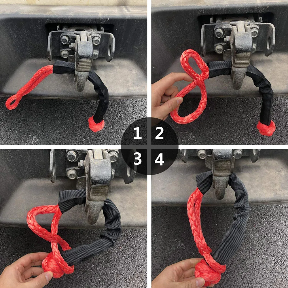 Soft Shackle 17ton 37400lbs Atv Utv Tow Trailer Hook U Hook Winch Rope Knot Polyethylene Rope Rescue Refitting Self Rescue