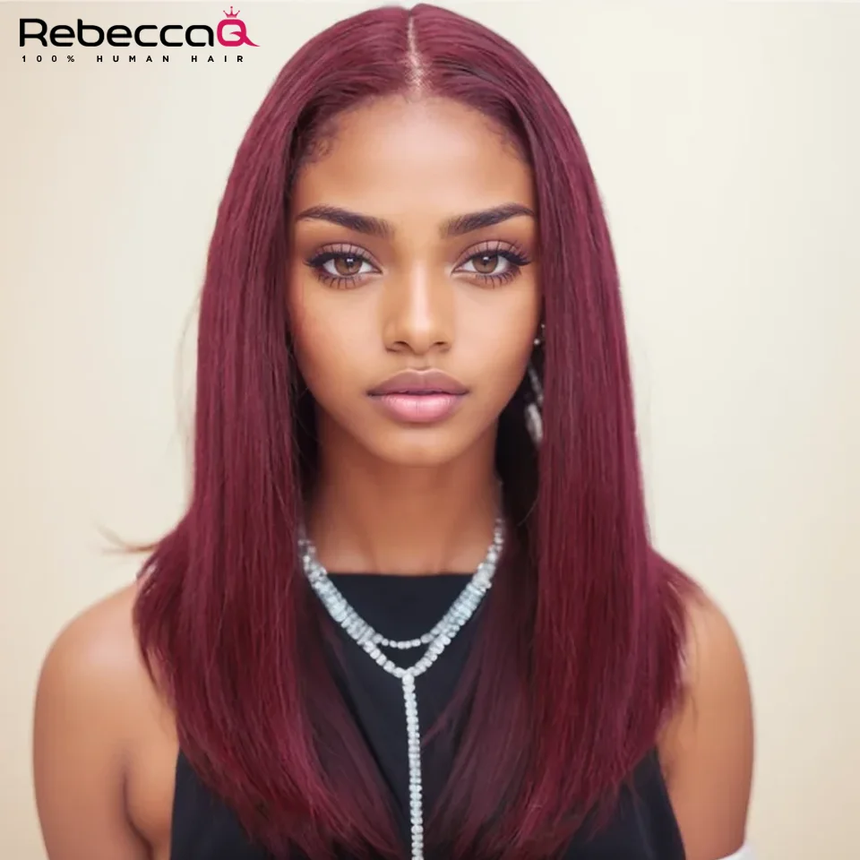Burgundy 99J Bob Wig Human Hair 13X6X1 HD Lace Front Wigs For Women Short Cheap Wine Red Colored Lace Front Bob Wig Pre Plucked