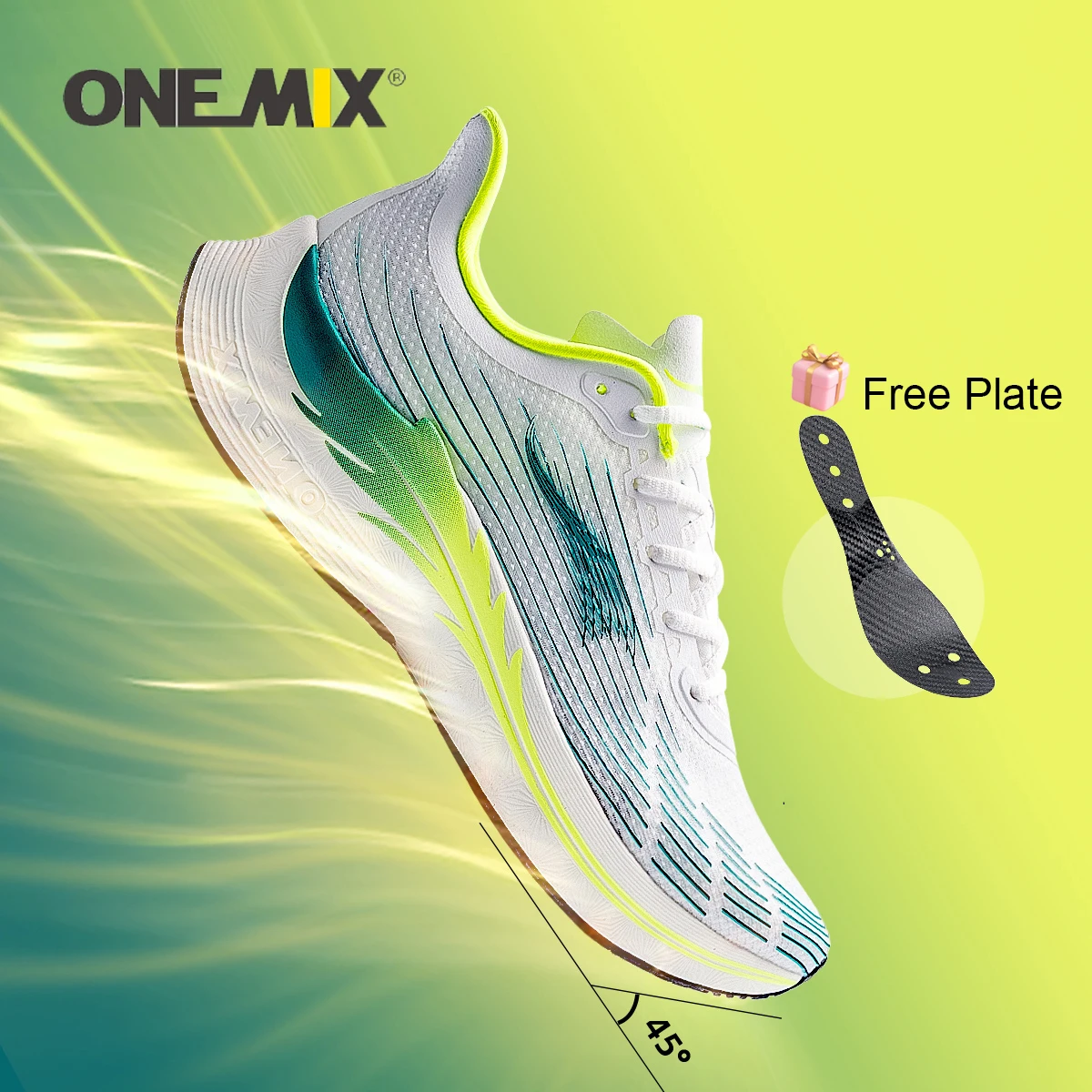ONEMIX 2023 Carbon Plate Running Shoes for Men Breathable Racing Sport Shoes Casual Soft New Trend Outdoor Male Walking Sneakers