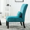 Pisano Teal Blue Fabric Armless Contemporary Accent Chair with Kidney Pillow 4
