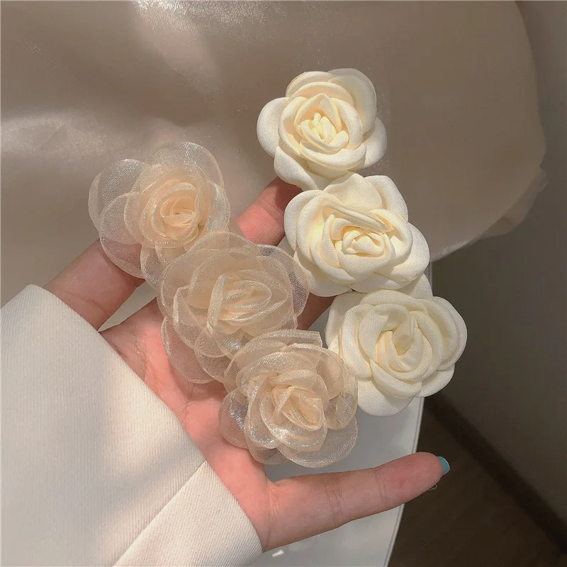 2022The NewSouth Korea's new camellia spring with flower hairpin temperament gentle girl ponytail hair accessories headdress