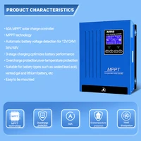 Contrôleur de charge solaire MPPT 60A, régulateur de panneau solaire 60A automatique pour batterie au plomb-acide, cellules solaires au lithium 2