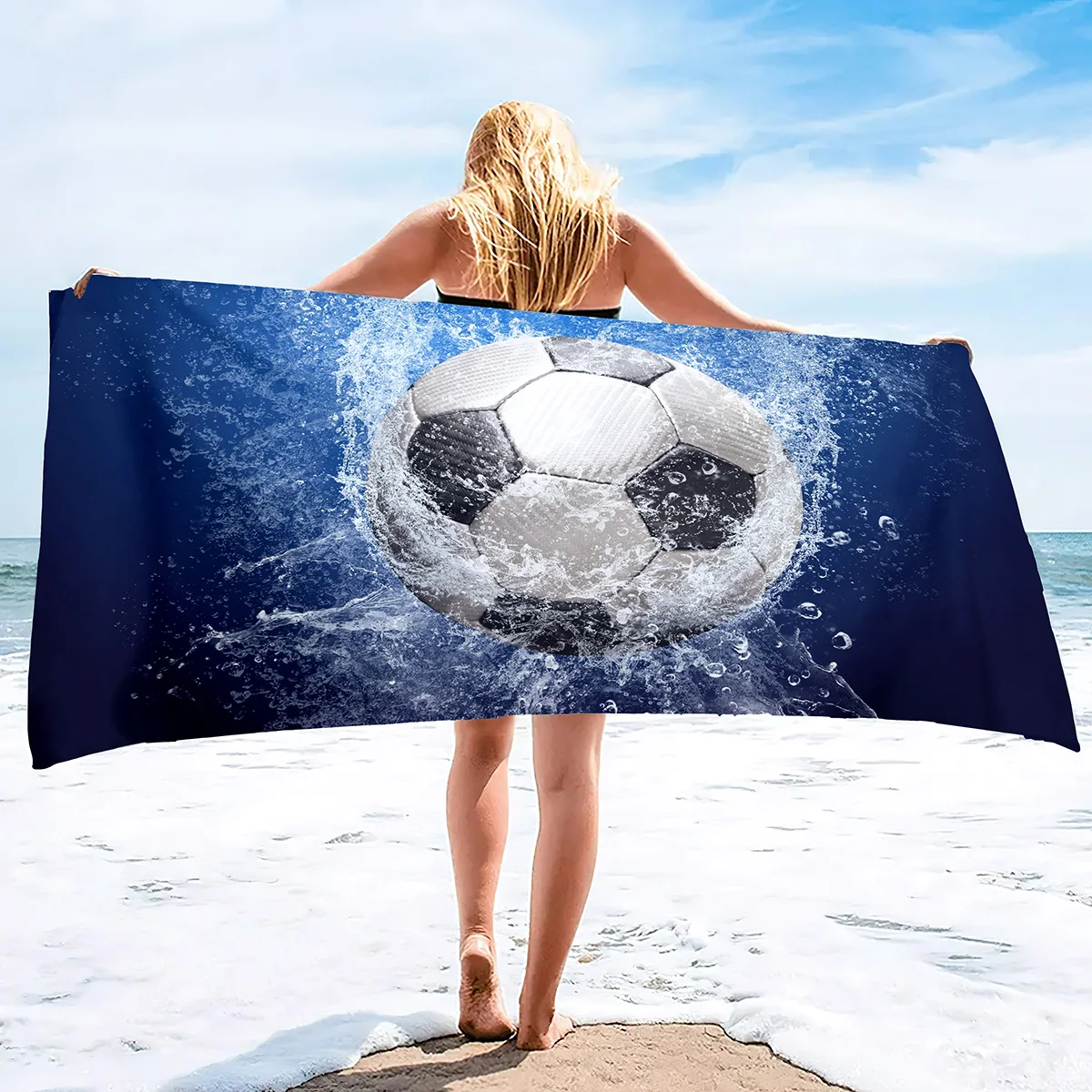 Soccer Beach Towel,Beach Towels for Men Boys,Football Towel Boys Sport Towel, Personalized Pool Beach,Towel Teen