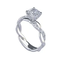 Popular and Elegant Princess-cut diamond ring with twisted braid and modern design. - Image 4