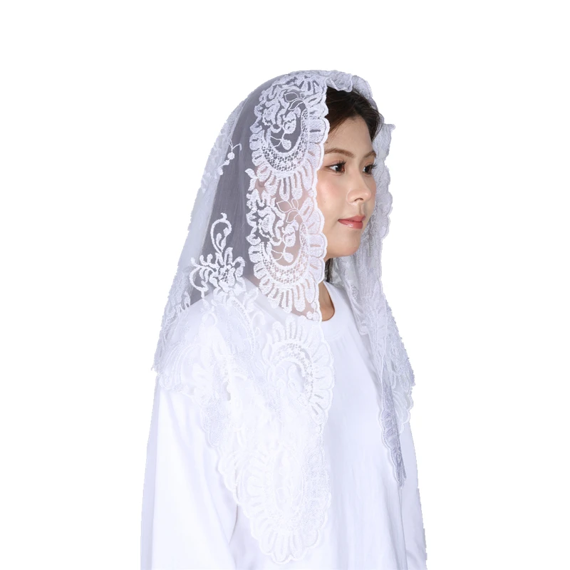 Multi Colors Spanish Lace Mantilla Catholic Church Triangle Lace Veil Women Head Covering