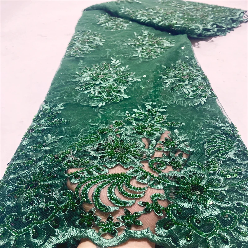 

Африканская кружевная ткань высокого качества, 2022 блесток, сетка, тюль, нигерийские Ткани, материалы для одежды, кружевная ткань, 5 ярдов, свадебная фототкань