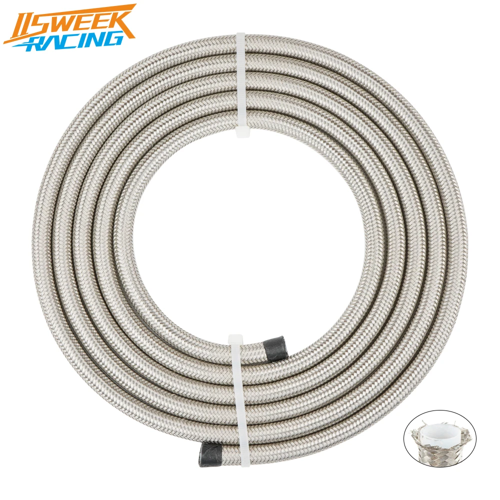 3m/9ft Stainless Steel Braided Fuel Line Hose Ptfe E85 Ethanol Fuel ...
