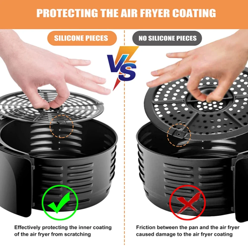 20PCS Air Fryer Rubber Bumpers Air Fryer Pieces Non-Scratch Protective Covers for AirFryer Grill Pan Kitchen Cooking