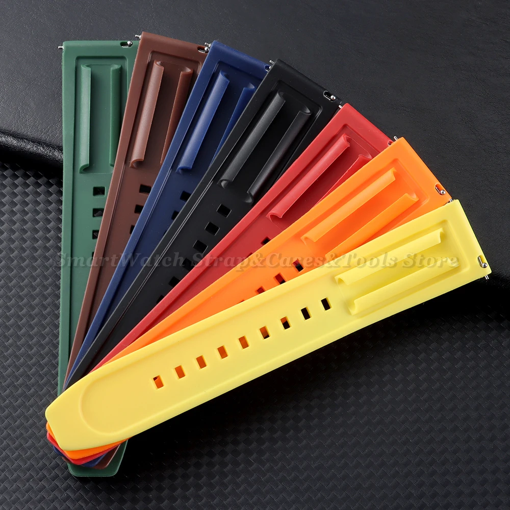 Soft Silicone Quick Release Waterproof Sport Watchband, 20mm/22mm, Men's Diving Rubber Strap