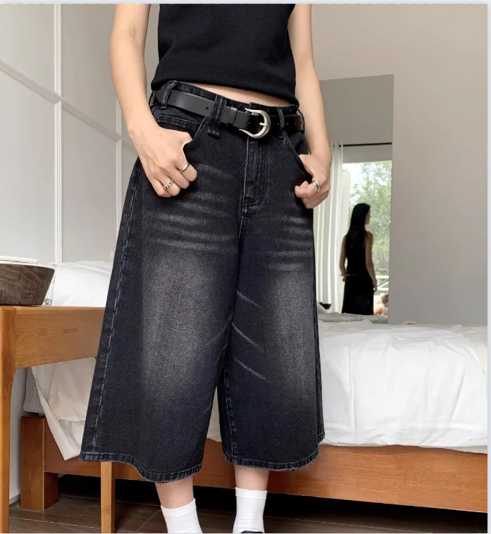 EMMIOL Women Jean Jorts Baggy Loose Fit Jean Shorts 2025 Summer Trendy Wide Leg Long Denim Shorts Y2K Clothes