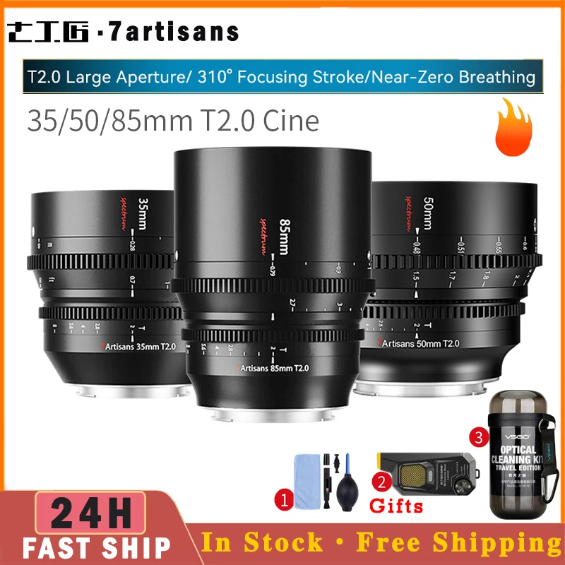 

7artisans 7 artisans 35/50/85mm T2.0 Full Frame MF Cinema Lens For Leica SIGMA L SL Sony E FX3 Canon EOS-R EOS-R5 Nikon Z Z50