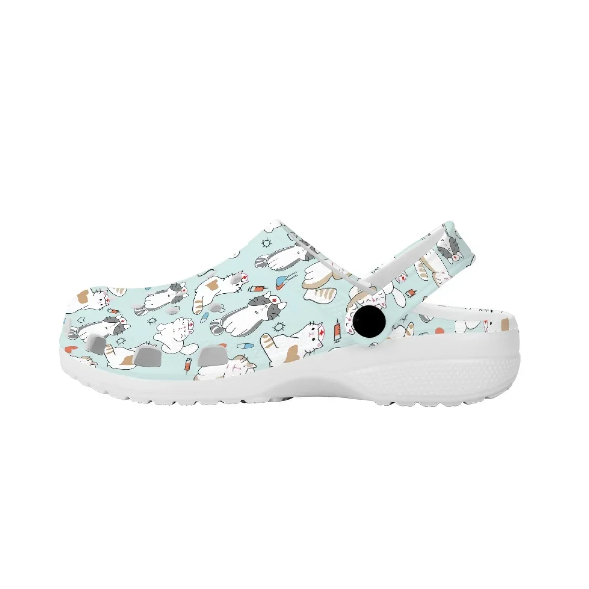 Kawaii Nurse Cat Print Fashion Sandals Medical Hospital Design Fashion Flats Nursing Shoes Casual Non-slip Garden Shoes Slides