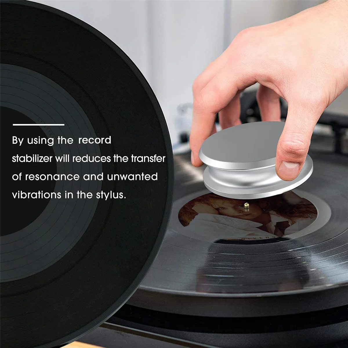 턴테이블용 알루미늄 비닐 레코드 무게추 안정기 디스크 균형 클램프, LP 레코드 플레이어 액세서리 실버