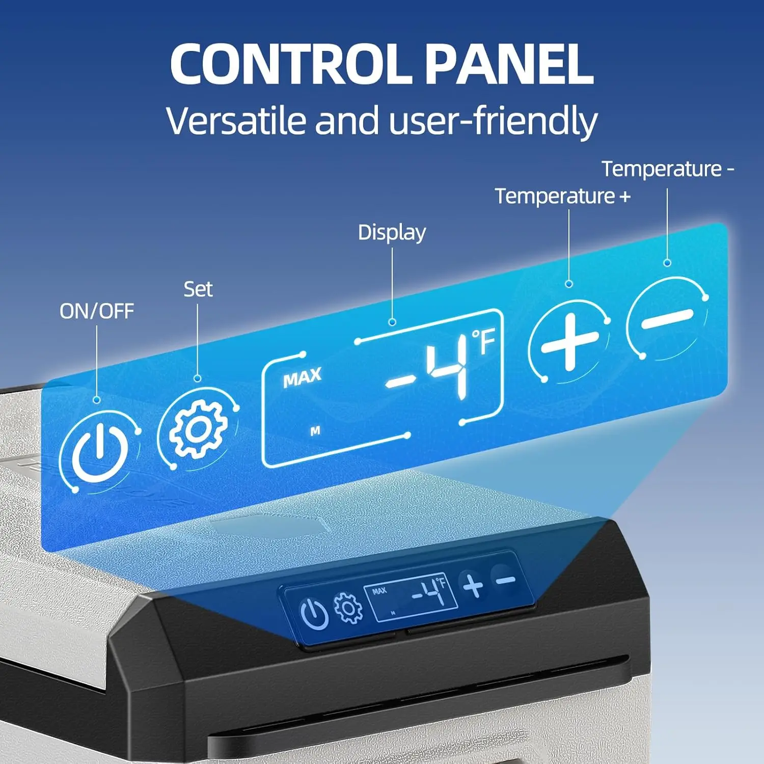 12V Vehicle Refrigerator, 32-Quart Portable Freezer with Reversible Door, Compatible with 100-240V AC and 12/24V DC Power for Tr