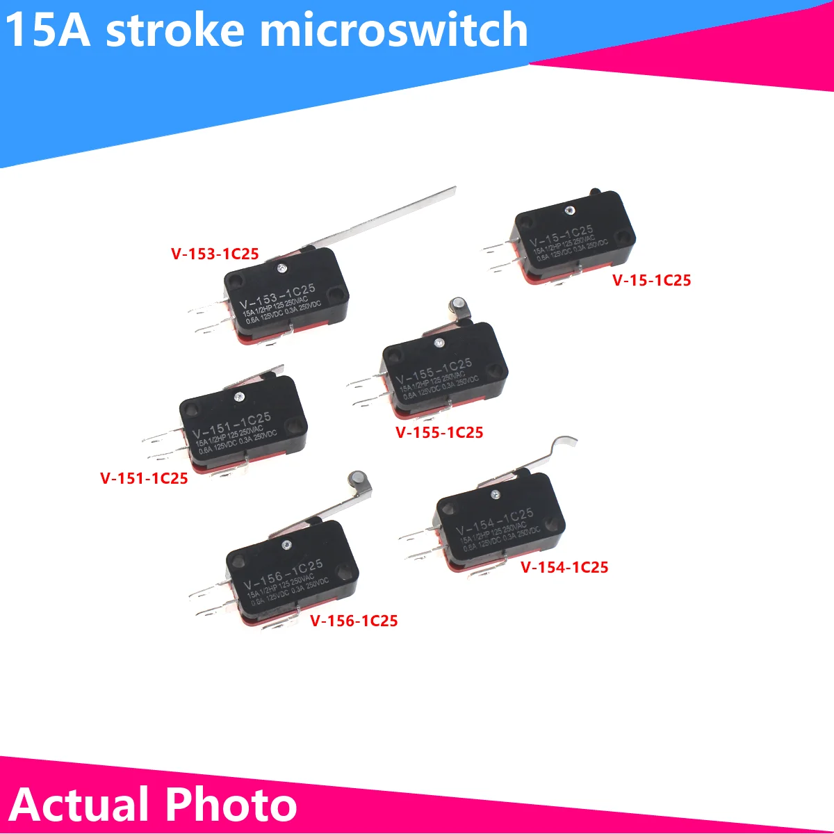 Microswitch Stroke Limit Switch V-15-1C25 V-152-1C25 V-153-1C25 V-155-1C25 V-156-1C25 Roller Long Handle Switch