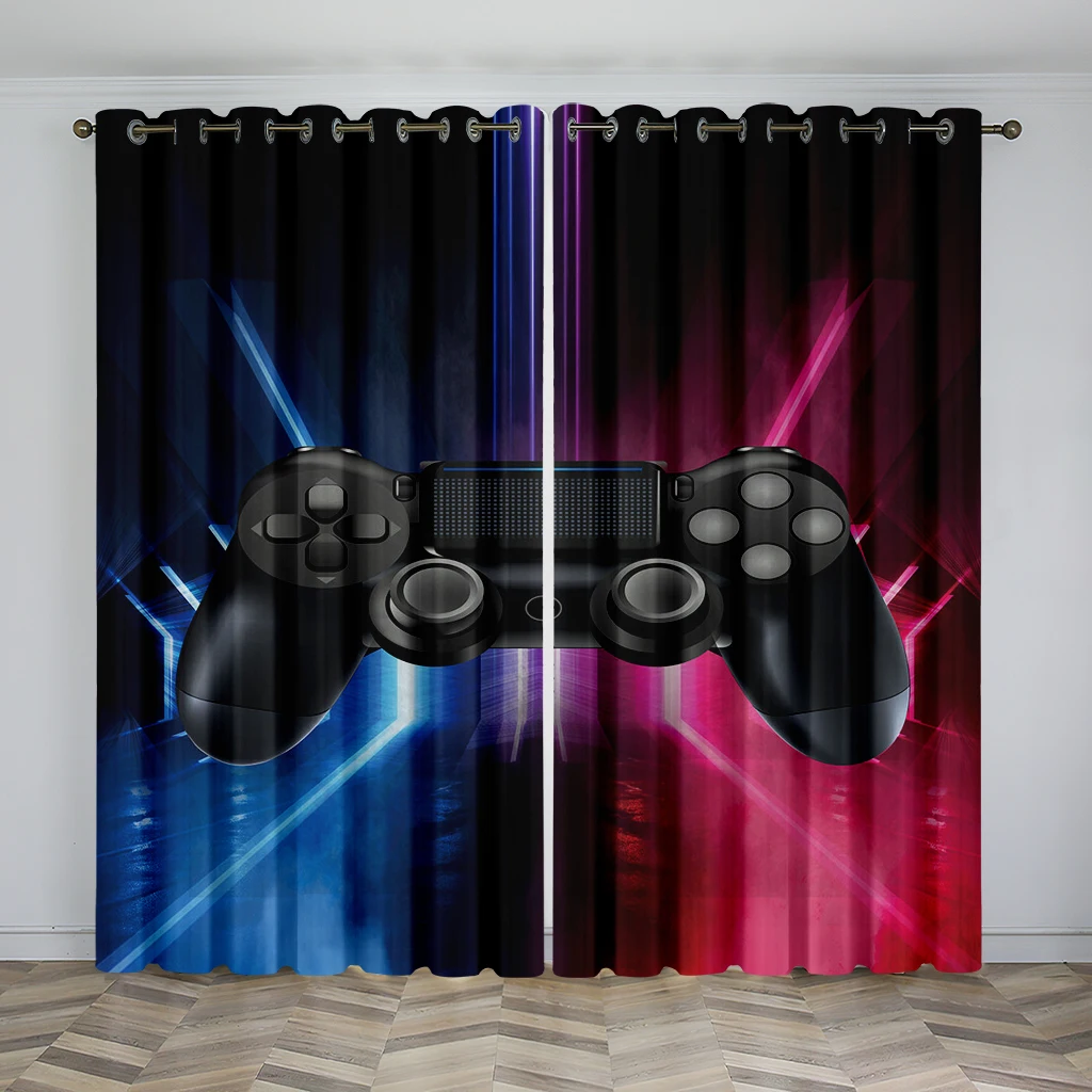 

Play Game Controller Gamepad Gamer Boys Girl Window Curtains Drapes for Kids Bedroom Living Room Kitchen Door Home Decor 2Pieces