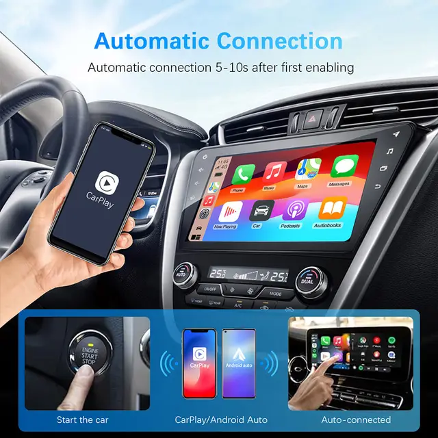 2in1 Wired to Wireless CarPlay Android Auto Adapter for OEM Car Stereo With USB Plug and Play 5