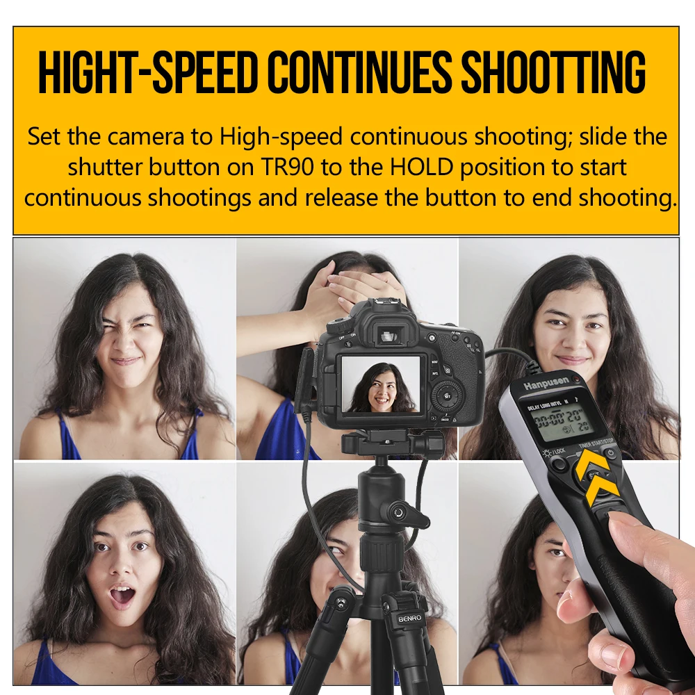 Hanpusen TR90 Camera Time Lapse Intervalometer LCD Timer Remote